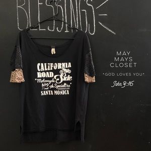 Free People Leopard Snake Skin Mix Motorcycle Tee